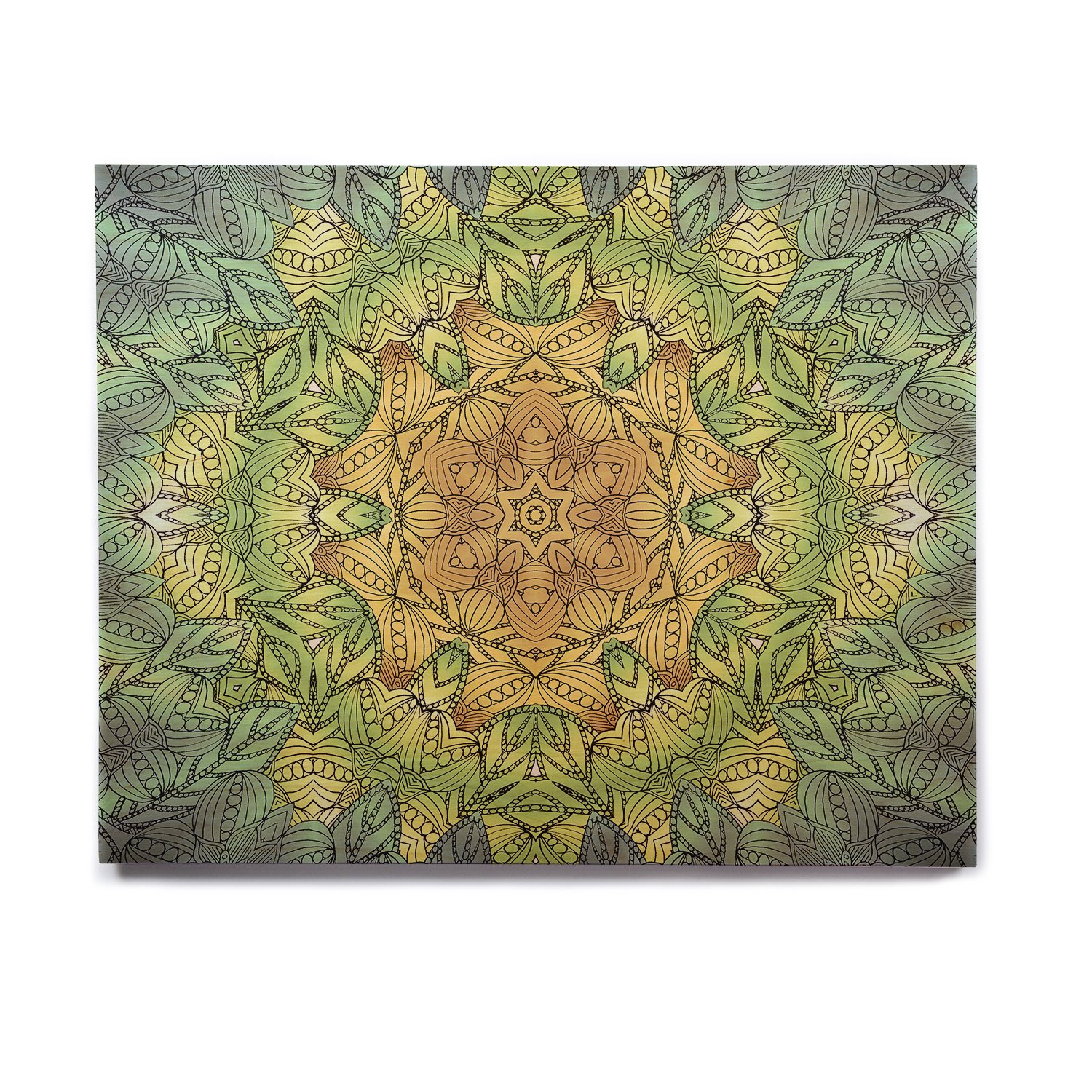 inhouse art love passion"凯尔特金花"绿色黄色几何桦木墙壁艺术 8"